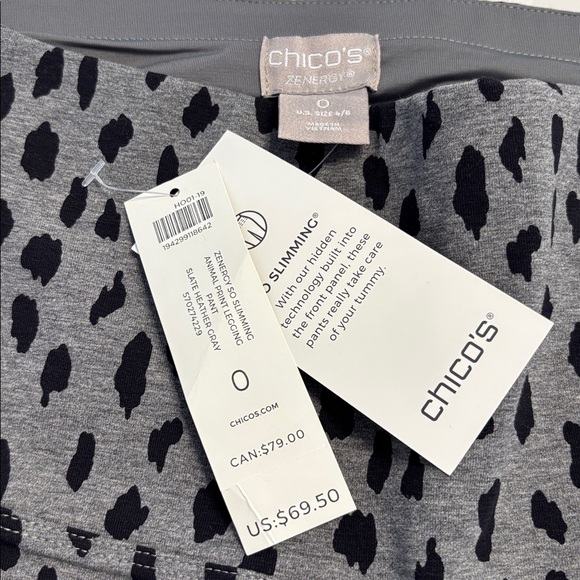 Chico's NWT Women's Black & Gray Animal Print Leggings Duo - Picture 9 of 10